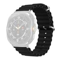 GIGAPACK Samsung Galaxy Watch Ultra eSIM 47mm (SM-L705) pótszíj (egyedi méret, szilikon, állítható, hullám) fekete